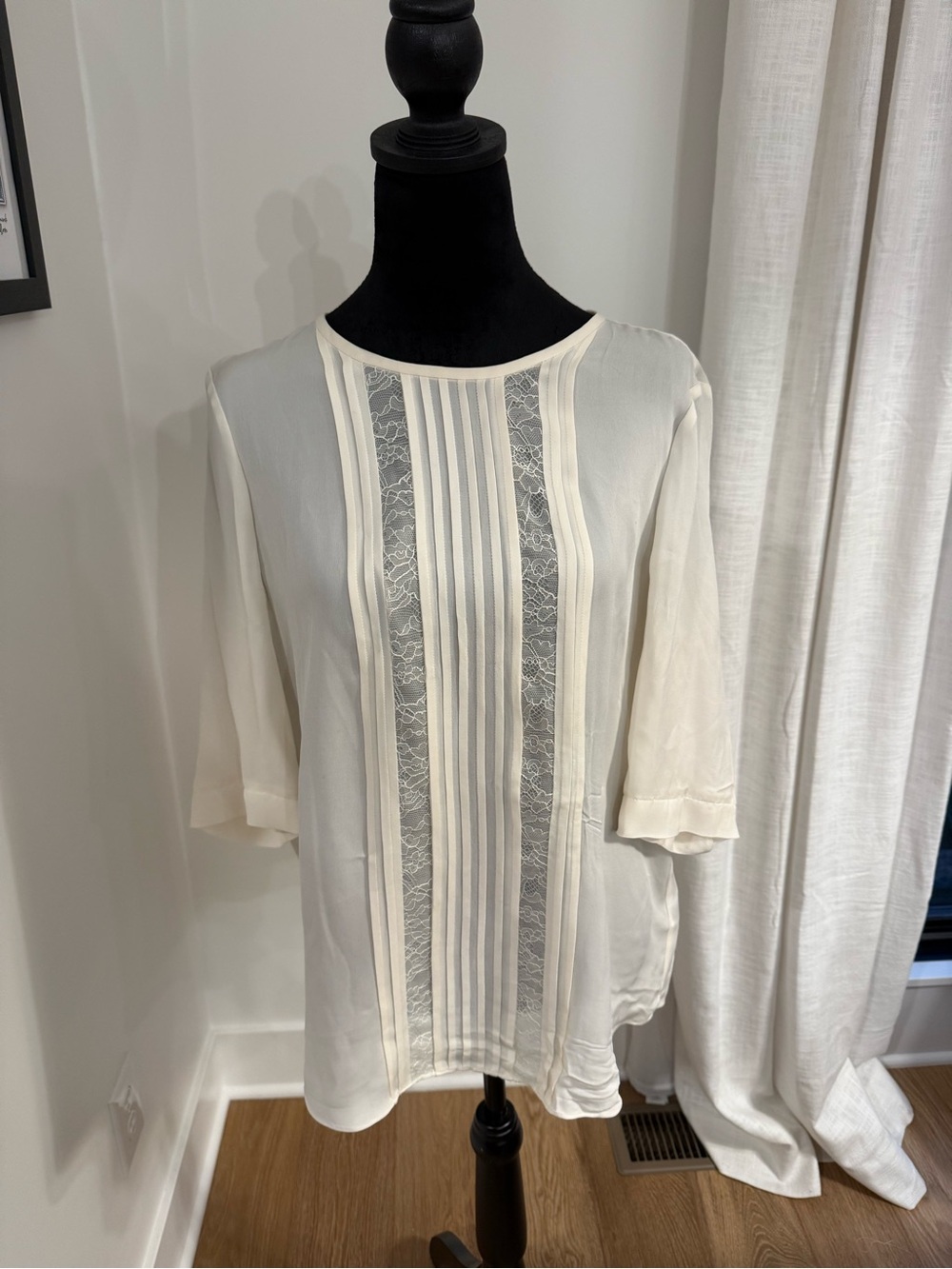 Kate Spade Ivory Lace Panel Blouse Size L